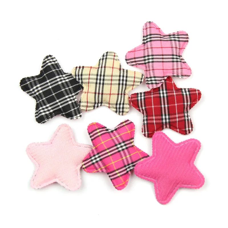 30 шт. 4 см Gingham в форме звезды мягкие аппликации для детских поделок DIY BB зажим для волос шляпа Декор Орнамент Аксессуары