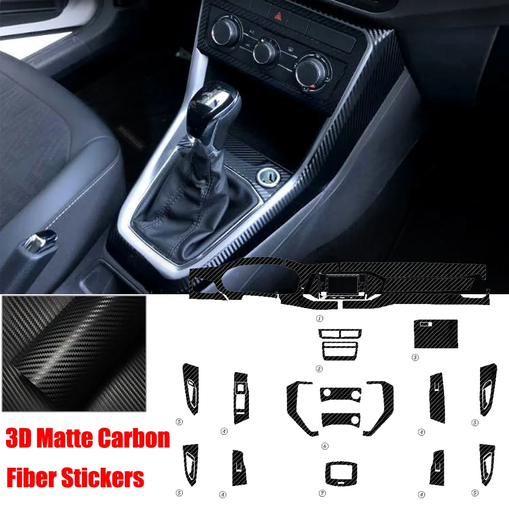 

Full Set Interior Carbon Fiber Center Console Durable Wrap Protector Vinyl Decoration Sticker For VolksWagen VW T-Cross