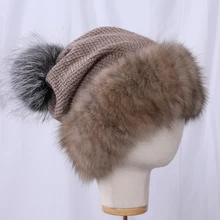 Высококачественная женская зимняя вязаная шерстяная шапка Belend в стиле пэчворк, натуральный мех соболя, норковая шапка, натуральный мех соболя, Шапка-бини, женские модные шапки, теплые роскошные шапки с помпонами из