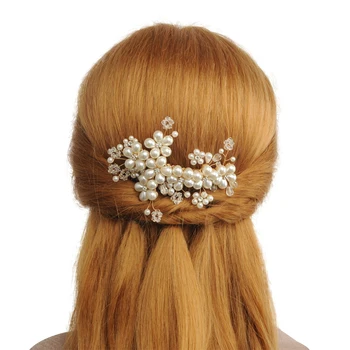 

TOPQUEEN Luxury Floral Wedding Hair Comb Gold Hair Comb Accessories Decorative Beaded Hair Combs Bridal Beads Hair Clips HP05