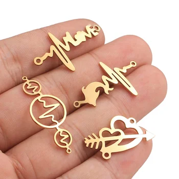 

Aiovlo 5pcs/lot Stainless Steel Flash Love Bracelet Bending Connector Pendant Charms DIY Crafts Jewelry Making Findings Supplies