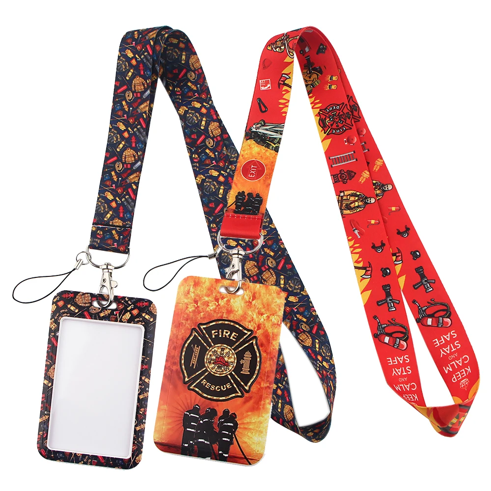Brigade FIRE OFFICER Red/White Neck Lanyard+Service ID Pass Card/Badge Holder P 