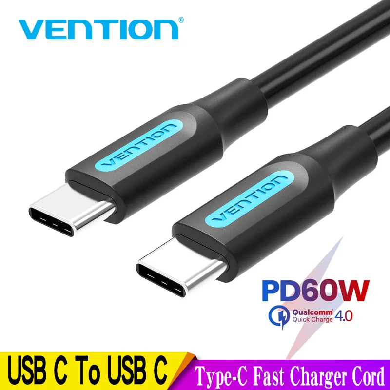 Vention USB C к Type кабель PD 60 Вт QC4.0 быстрое зарядное устройство для данных Macbook Samsung S20 Xiaomi 10 Pro USBC 3 м|Кабели
