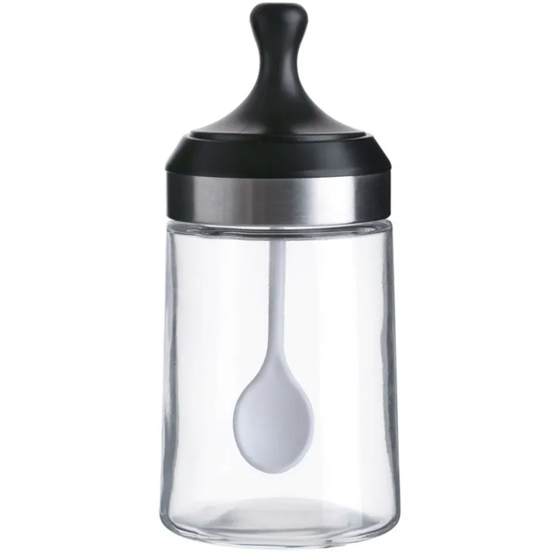 

1PCS Glass Spoon Seasoning Jar Kitchen Transparent Seasoning Jar Household Seasoning Box Spice Container