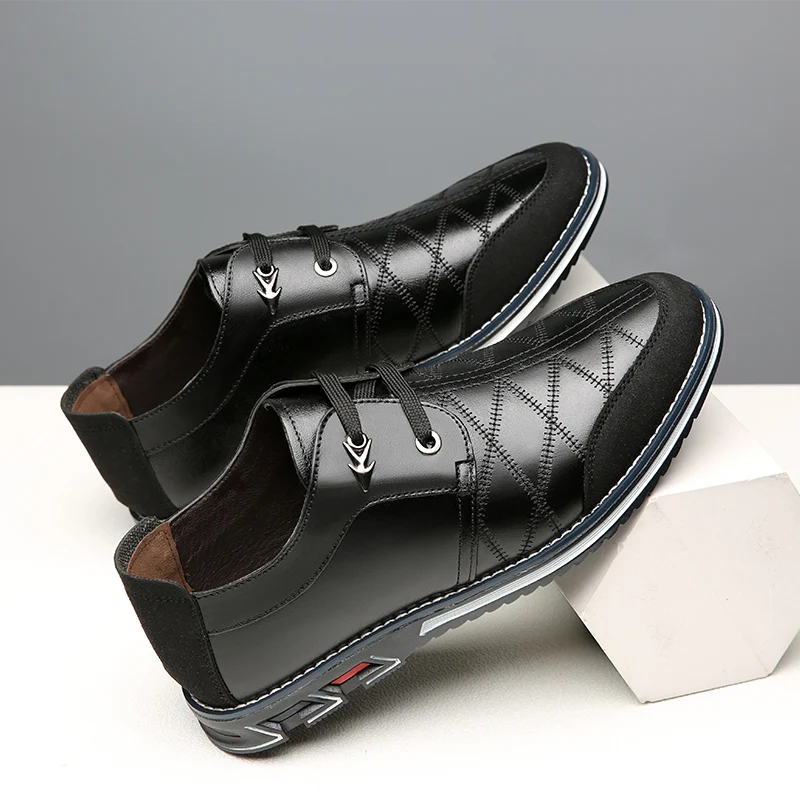 GLAZOV/Мужская обувь из натуральной кожи; черные туфли; лоферы из натуральной кожи; мужские мокасины; итальянская дизайнерская обувь; большие размеры 38-46 - Цвет: Black