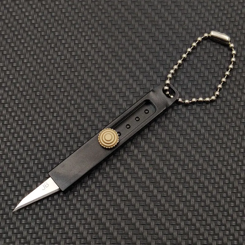 Выдвижной раздвижной нож из алюминиевого сплава для выживания на открытом воздухе портативный EDC карманный складной нож мини-нож бумажный триммер брелок - Цвет: Black