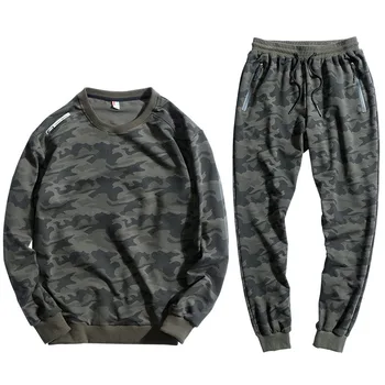 

Men Suit Autumn Plus Fat plus Size Fat Man Spuer Brand Flowing Gas Quality Printing Camouflage Sports Suit Long Sleeve
