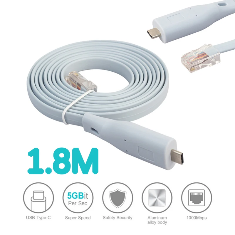 Новые 1 8 м 6 футов Длина сетевые роутеры USB 3 type C RJ45 консольный кабель|Кабели VGA| |