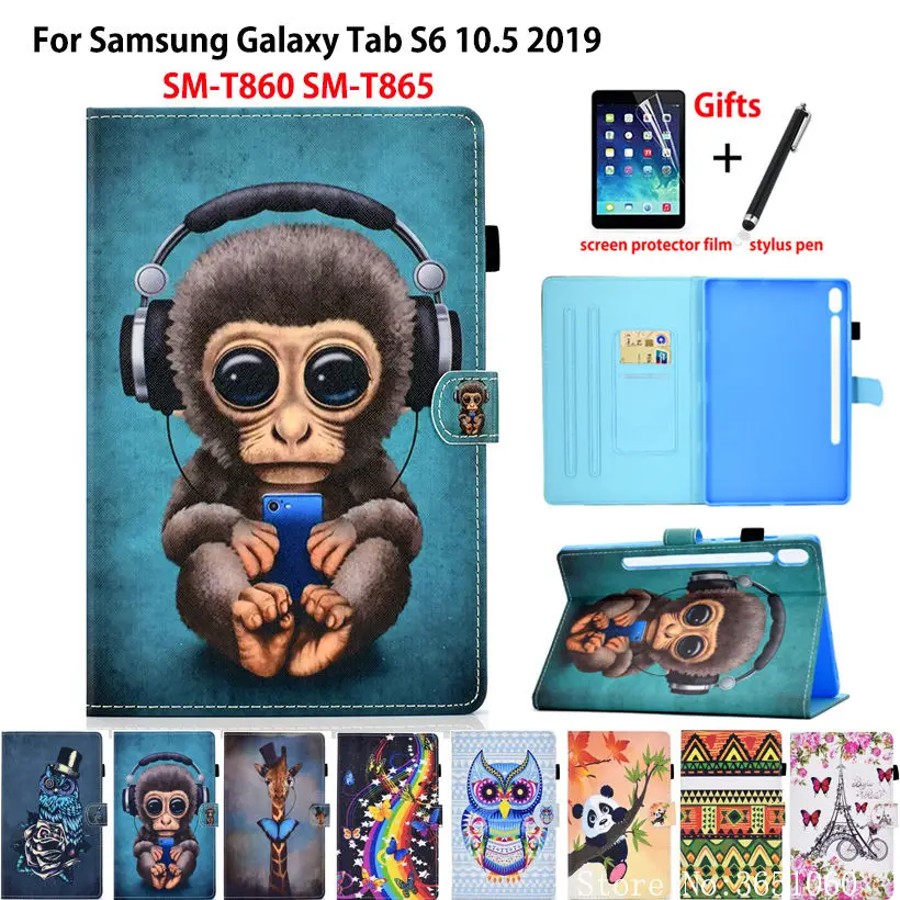 Чехол для samsung Galaxy Tab S6 10,5 SM-T860 SM-T865 T860 10,", чехол для планшета с изображением обезьяны из мультфильма, чехол+ подарок