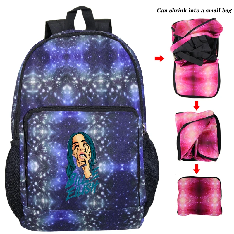 Милый рюкзак Billie Eilish Galaxy для мальчиков и девочек, школьная сумка, рюкзак для ноутбука, женский, мужской, Повседневный, складной, Mochila, рюкзак для путешествий