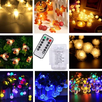 

Bee LED Fairy String Light 13Keys Remote control 8 modes timer coutrol Holiday Christmas Wedding Outdoor Decor Battery Operated