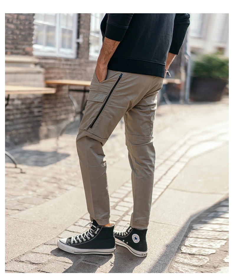 Мужские брюки карго SIMWOOD, брендовые тактические брюки по щиколотку, стильные уличные брюки с карманами и молнией в стиле хип-хоп, 180425