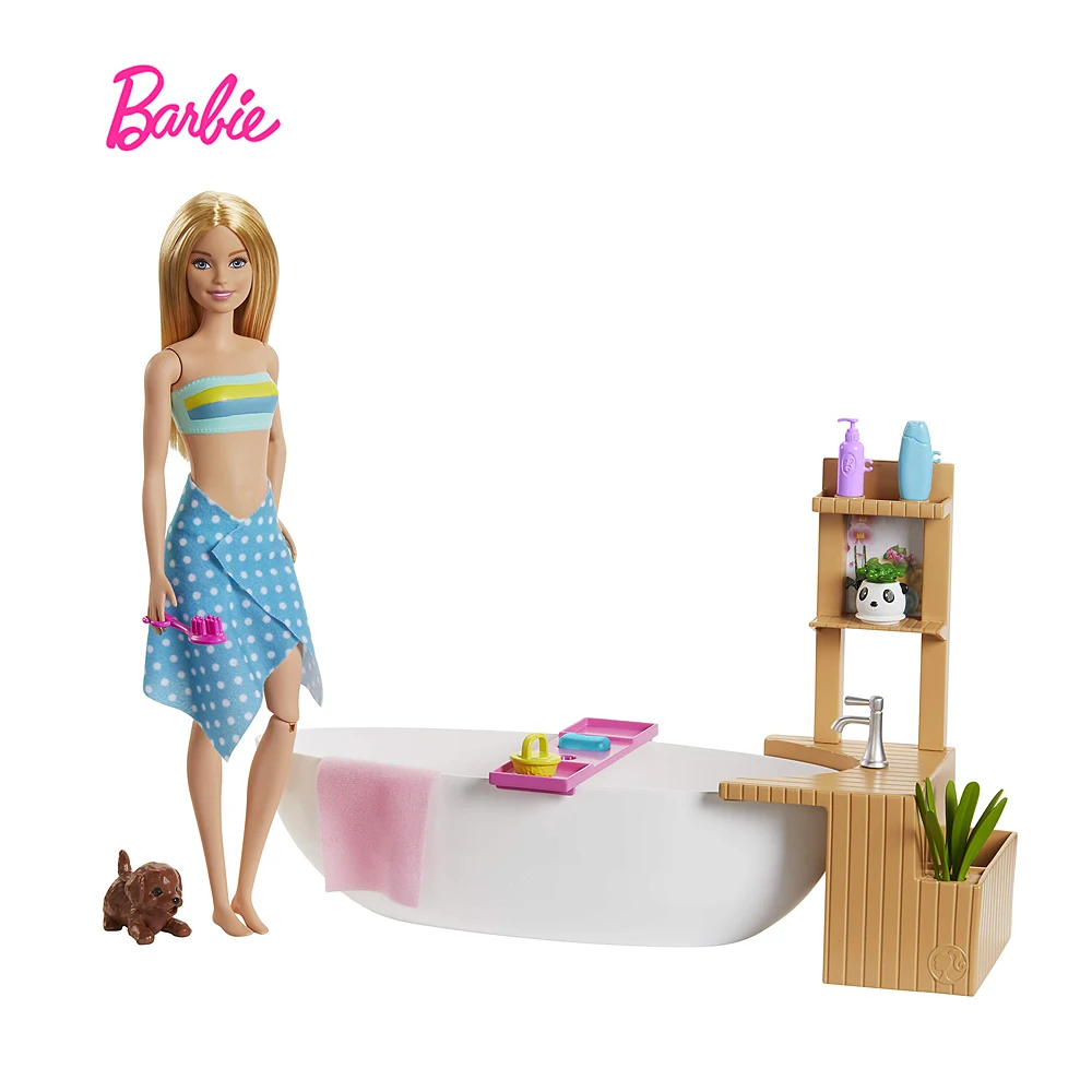 Barbie Bubble Bath Doll Set Fizzy Bath Doll Playset Blonde Tub Toys