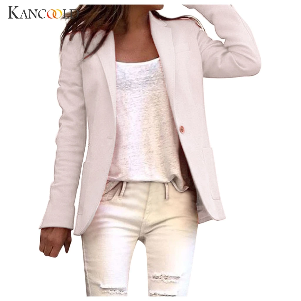 

KANCOOLD 2019 Spring Autumn Slim Fit Women Formal Jackets Office Work Open Front Notched Ladies Blazer Coat Hot Sale Fashion