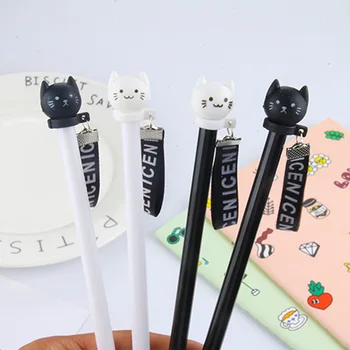 

Cartoon creative cat pendant gel pen cute cat black water-based pen student stationery office supplies art writing pen