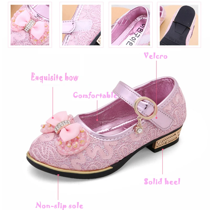 Baby Girls Sandals Children Shoes Princess Wedge Sandals Fashion PU Leather Girls Bow Non slip Low Heels