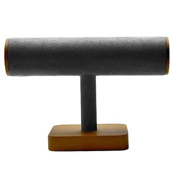 

Wooden Jewelry Display T Type Jewelry Stand Necklace Bracelet Display with Showcase Jewelry Holder Dark Gray