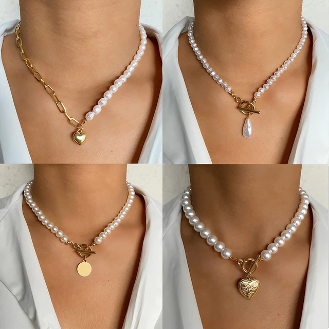 KISS WIFE Vintage Pearl Choker Necklace For Women Fashion Summer White  Imitation Pearl Necklaces Trend Elegant Wedding Jewelry - AliExpress