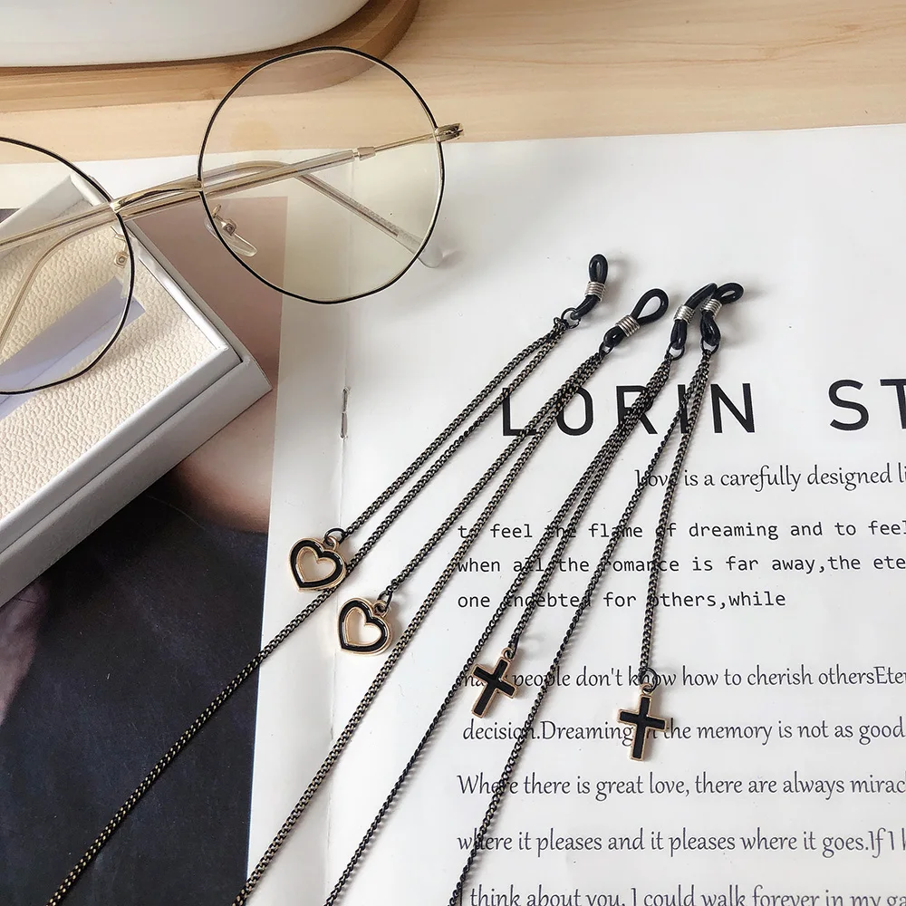 

Fashion Pendant Glasses Chains Cross Heart Eyeglasses Sunglasses Spectacles Metal Chain Holder Cord Lanyard Necklace Hot Sale