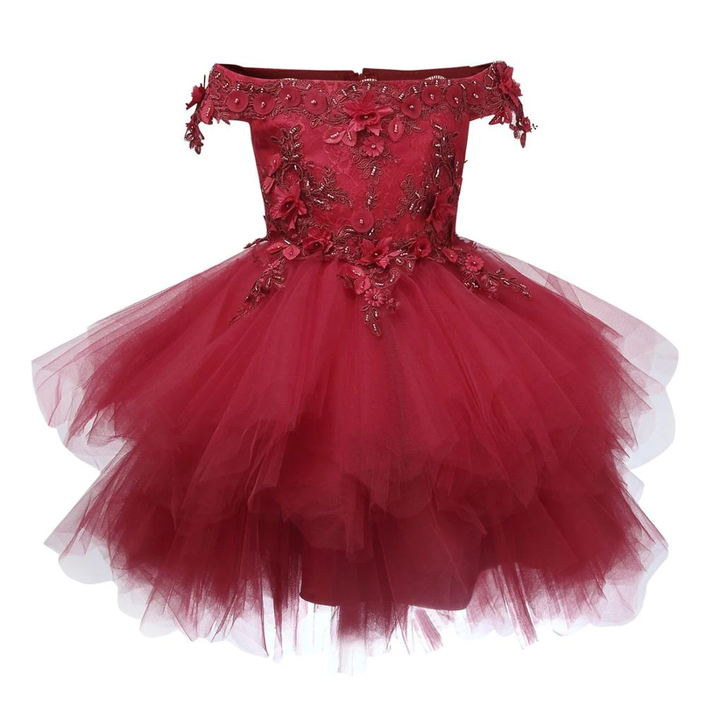 Robe Tutu Rouge Vin Pour Bebe Fille Tenue De Bapteme De Fete D Anniversaire De Concours Taille Personnalisable 12m 6t Aliexpress