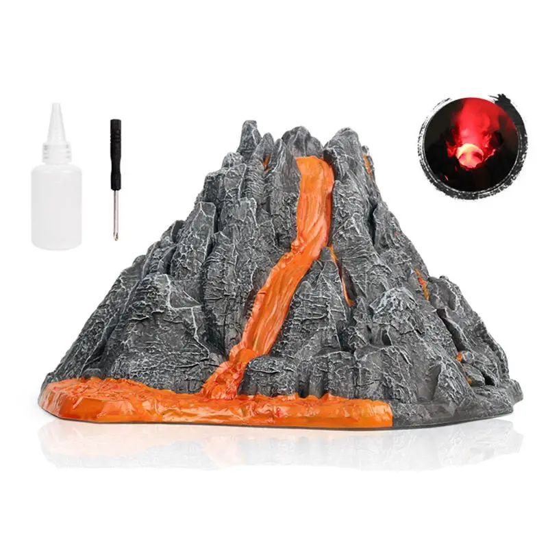Simulation volcan modèle pulvérisation rouge Train léger dinosaure modèle jouet accessoires