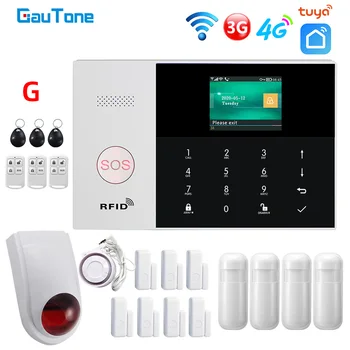 

GauTone PG105 Tuya 4G 3G GSM Alarm System for Home Security with Smoke Detector Wireless Siren support Smart Life APP Control