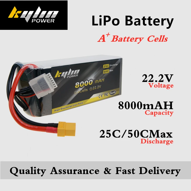 

Lipo battery 6S 22.2V 8000mAH 25C/50C Max High rate Plant Protection UAV Helicopter RC Drones large capacity Lithium Battery