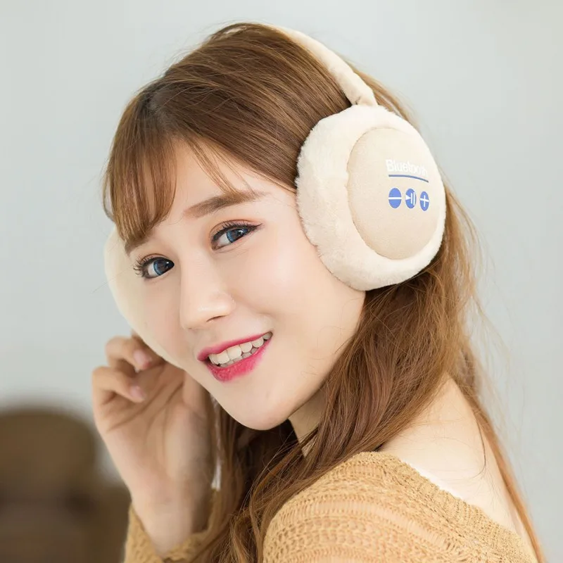 Многофункциональный плюшевые Материал Складной Теплый Bluetooth гарнитура наушники теплые Беспроводной наушники пушистые гарнитура уха зима теплее
