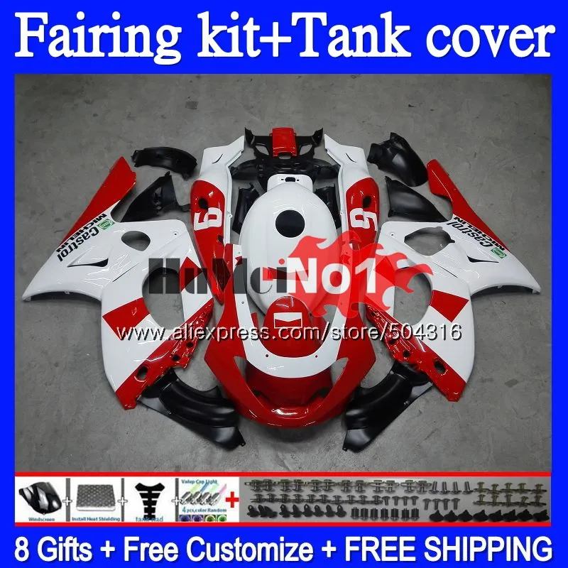 No. 1 YZF-600R для YAMAHA YZF 600R 1996 1997 1998 1999 2000 2001 красный белый 38MC. 180 YZF600R Thundercat 96 97 98 99 00 01 02 обтекатели - Цвет: No. 1