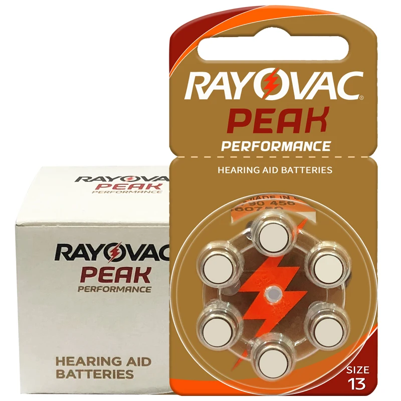 Батареи Rayovac для слухового аппарата 60 шт. Батарея zцинка Air 13A A13 13 P13 PR48 слуховых аппаратов BTE.|Уход за ушами| |