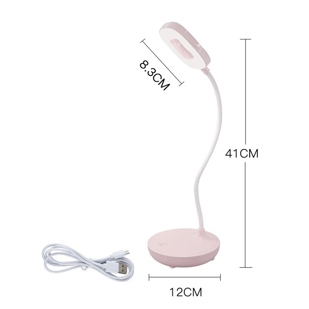Гибкая офисная Светодиодная настольная современная лампа USB зарядка настольные лампы для спальни защита глаз диммер студенческий учебный свет настольная лампа - Цвет корпуса: Розовый