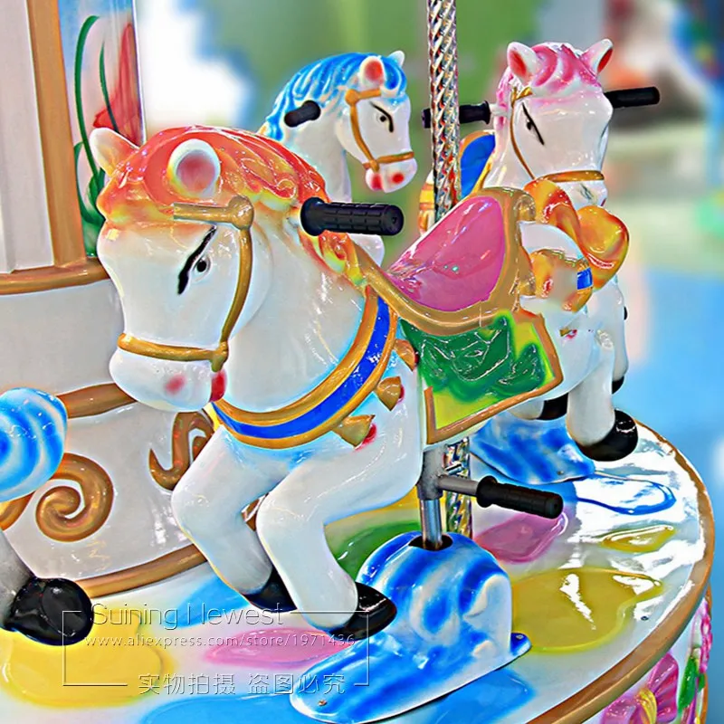 Shopping Malls 6 Seats Merry Go Round Horse Carousels Children Play Coin Operated Kiddy Rides Amusement Park Arcade Game Machines