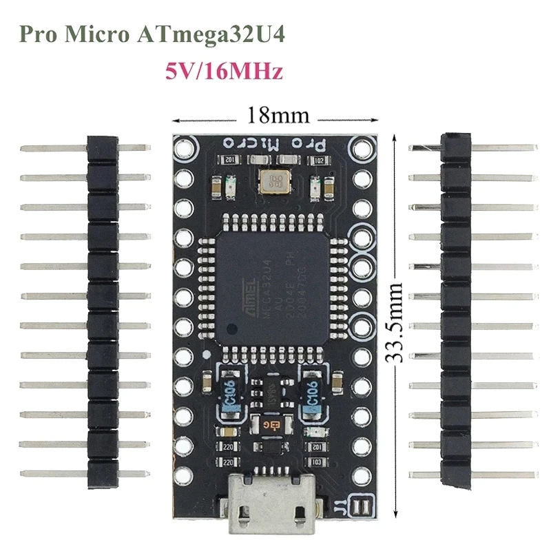Pro Micro ATMEGA32U4 5V/16 МГц модуль с Загрузчиком для Arduino Мини USB/Micro USB 2 Row штыревые