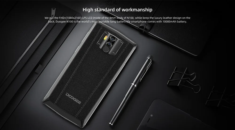 Doogee N100 мобильного телефона 10000 мА/ч, Батарея 5,9 дюймов FHD+ безрамочный экран с Дисплей 21MP+ 8MP Камера 4 Гб Оперативная память 64 Гб Встроенная память Octa Core MT6763 4G смартфон