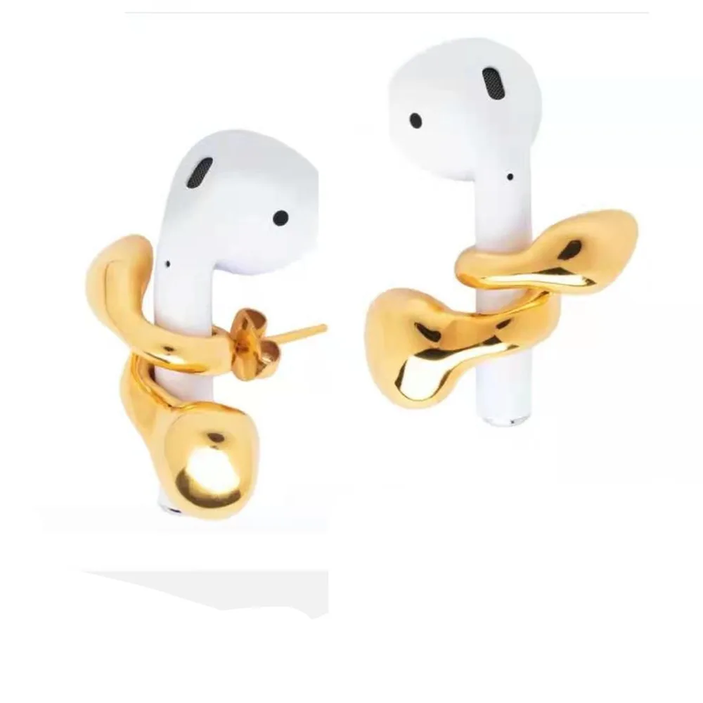 Anti-Lost Ohrring Goldband kabelloser Kopfhörer halter für Airpods Pro 1 2 Ohrhörer Haken Silikon anschluss Sport Ohr stecker