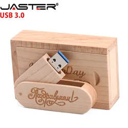 JASTER – clé USB 3.0 personnalisable avec LOGO, support à mémoire de 4GB 16GB 32GB 64GB, lecteur Flash rotatif en bois, livraison gratuite 