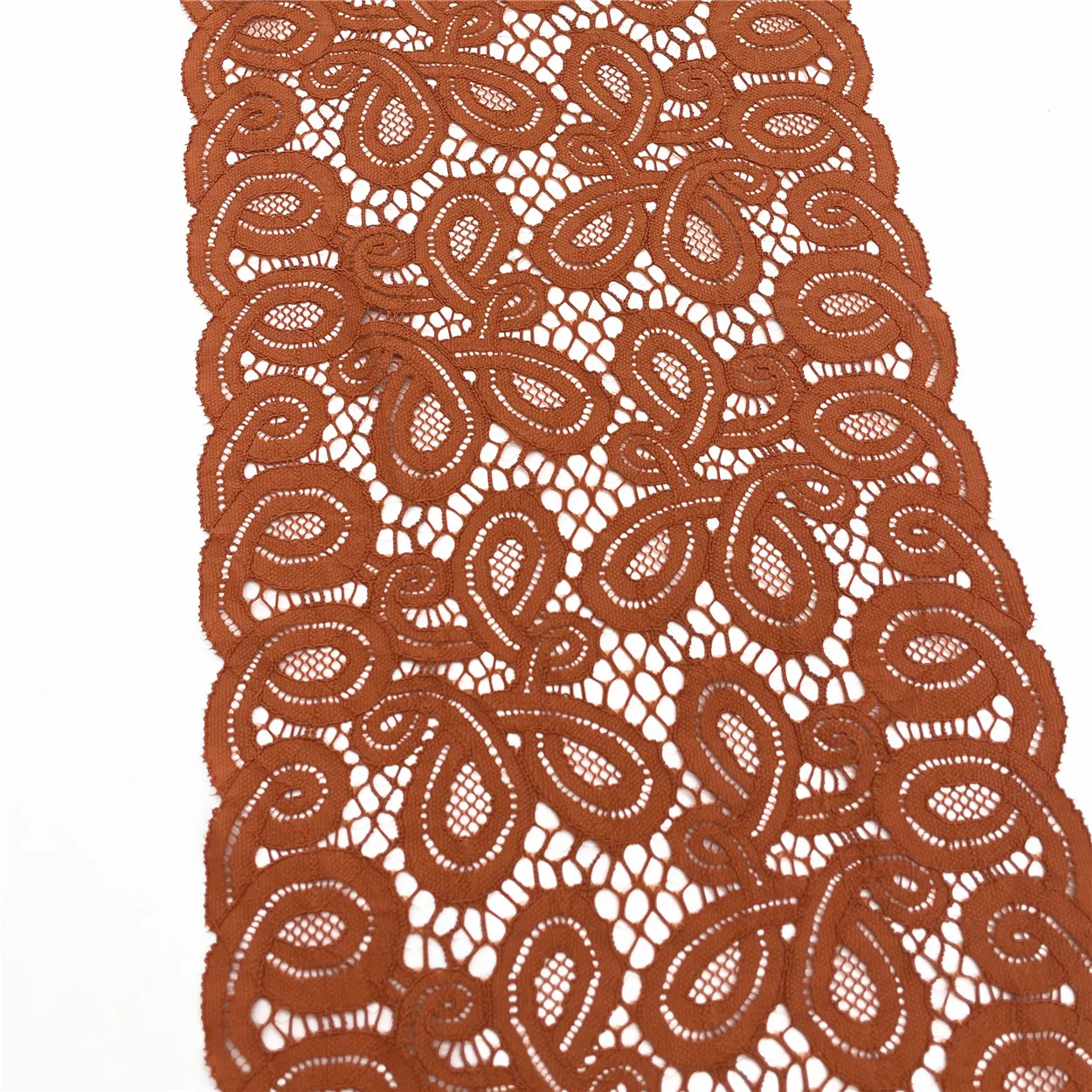 3y/lot Width 9 inch 23cm Tan With Without Foil Elastic Stretch Lace Trim Shimmer 4