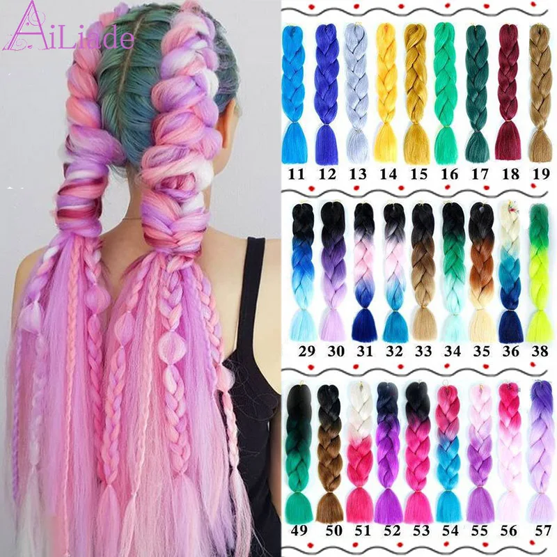 

AILIADE Three Tone Crochet Hair Extensions Synthetic Heat Resistant Crochet Braids Ombre Jumbo Braiding Hair Extensions