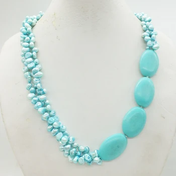 

Natural Baroque Pearl and Semi-precious stones Necklace 22"