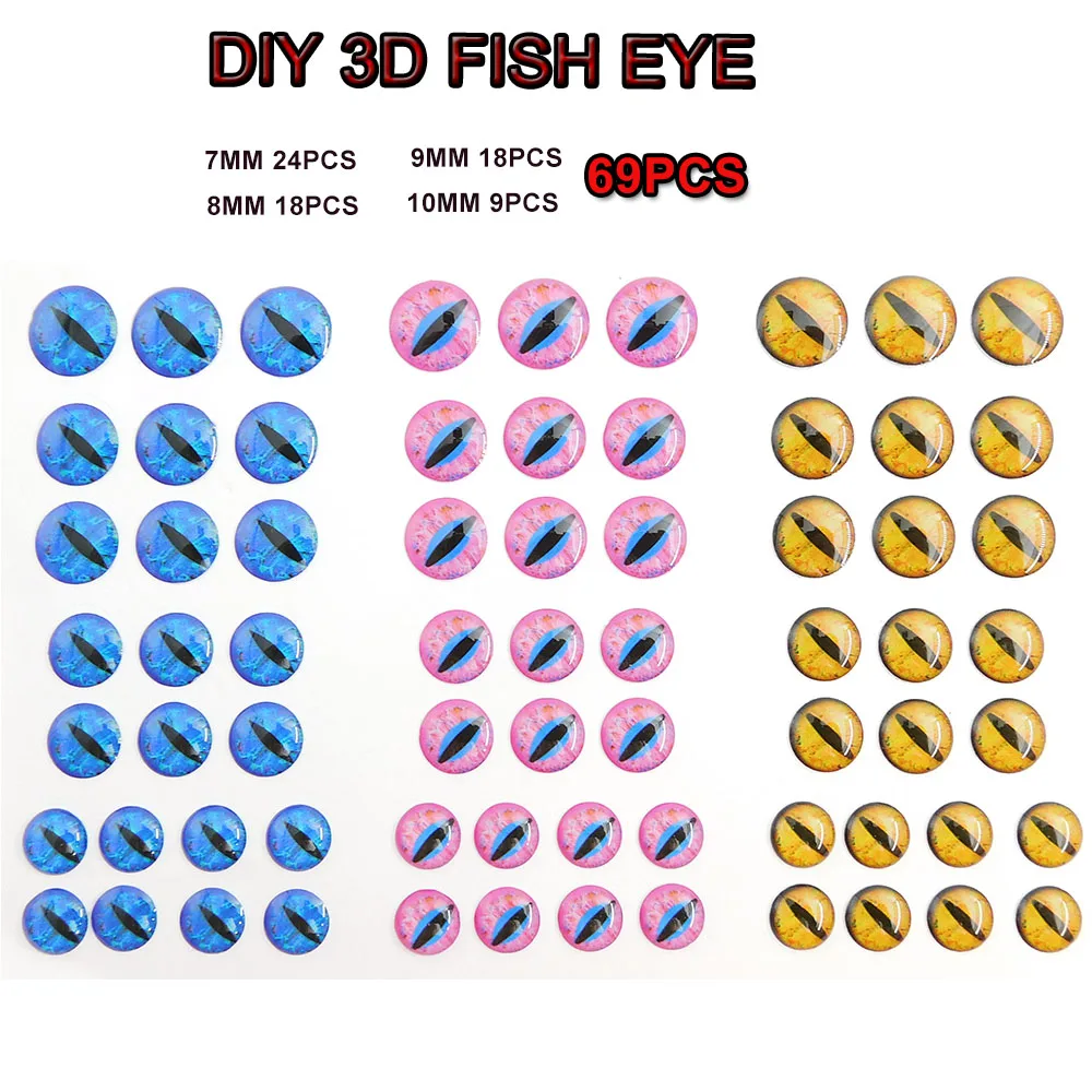 KESFISHING Fishing accessories 3D Eyes 3mm 4mm 7mm 8mm 9mm 10mm Simulation Fishing Artificial DIY Eye for Fshing lures 183PCS fishing lure