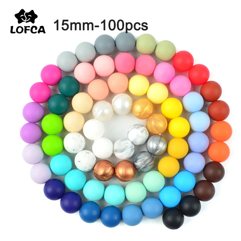 Good Deal Teether-Beads Pacifier-Pendant-Making-Accessories Chewable Lofca 15mm Food-Grade Baby WDgD86y13