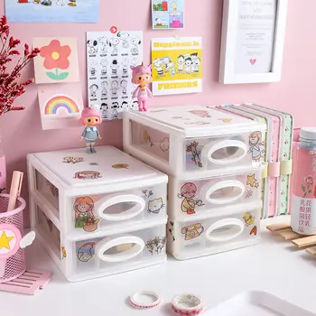 

Multifunctional Drawer Organizer Free Stickers Desktop Make-up Storage Case Pen Pencil Box Office Accessories School Stationery