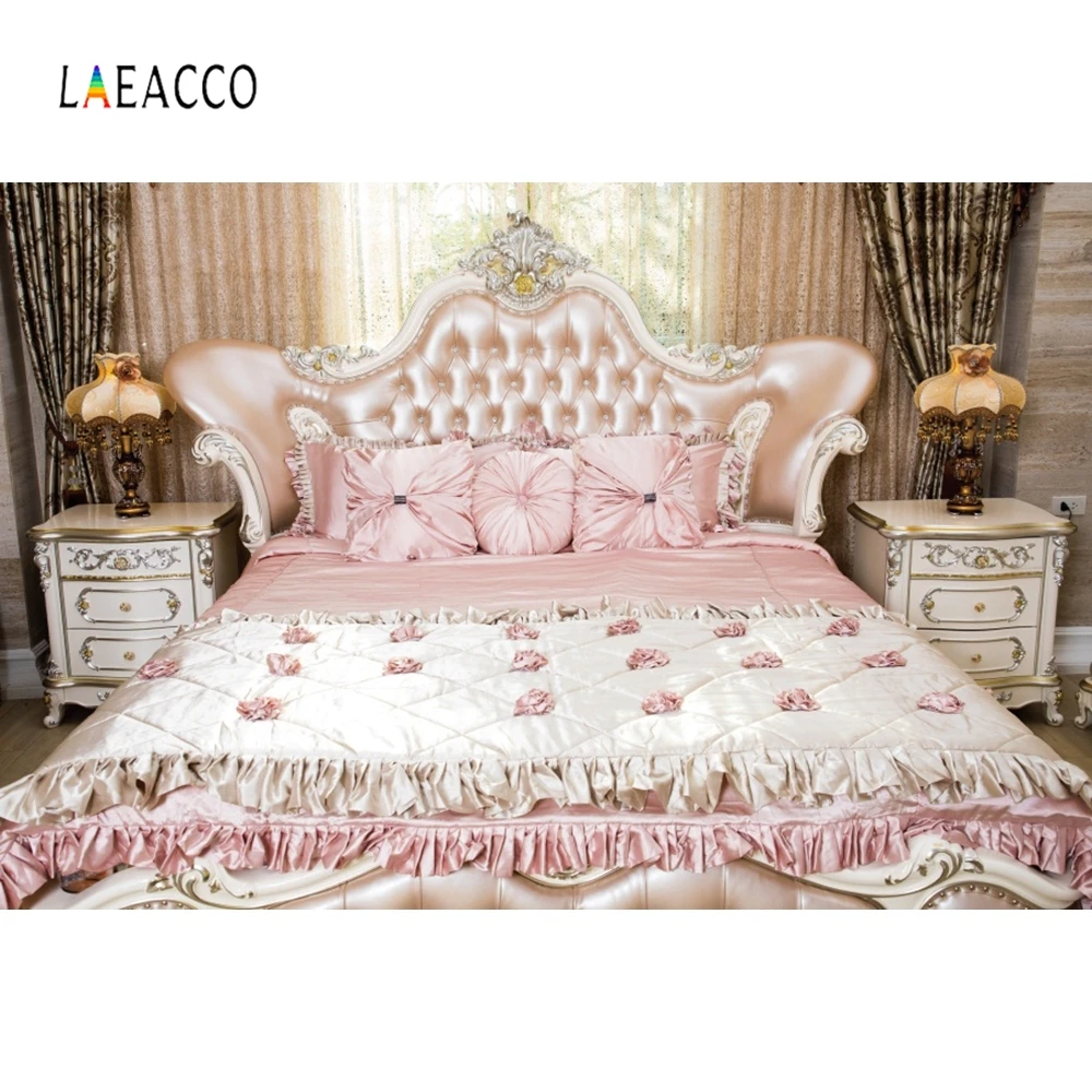 Laeacco Boudoir роскошная кровать люстра девушка Дамасская Стена Фото фоны индивидуальные фотографические фоны для фотостудии