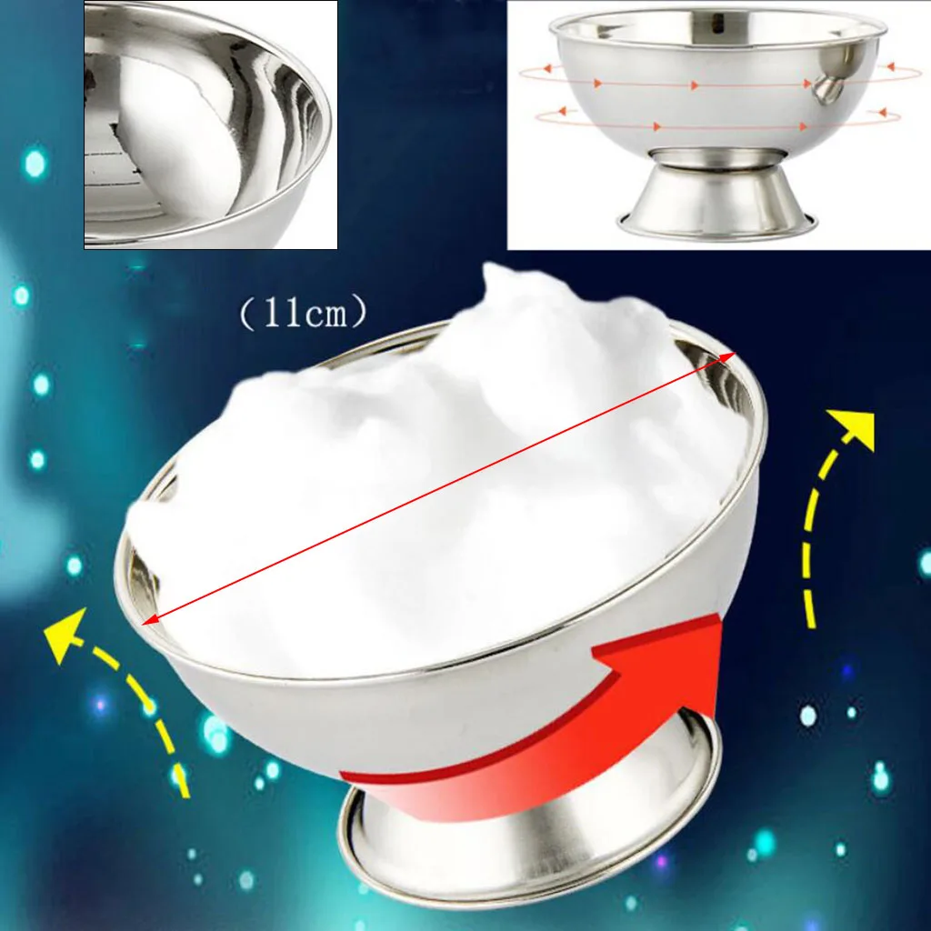 Portable Stainless Steel Barber Men's Shaving Mug Cup Bowl For Soap Cream