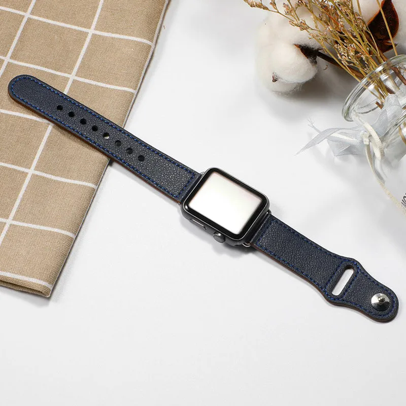 midnigt blue 2 Кожаный ремешок для apple watch band apple watch 5 4 band 42 мм/38 мм iwatch band 44 мм/40 мм pulseira браслет ремешок для часов 5 4 3 2 ремень - Цвет ремешка: midnigt blue 2