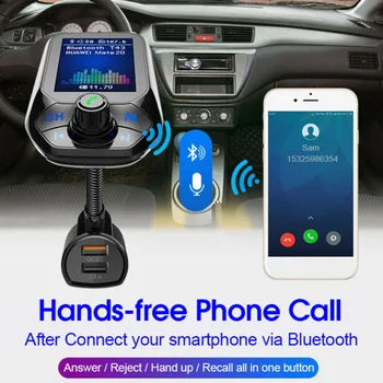 

Bluetooth FM Transmitter MP3 Player Hands Free Adapter USB Charger Voltage Meter