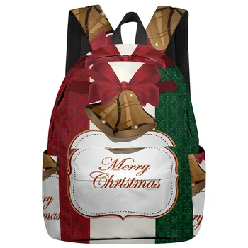 

Christmas Bells And Snowflakes Backpack For Teenage Travel Bags School Bags Backpack Interior Key Chain Holder