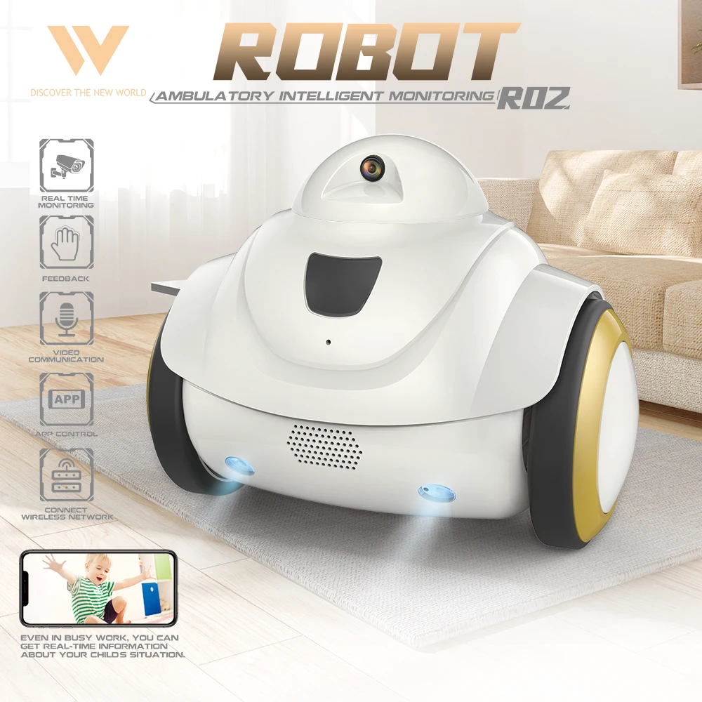 

Intelligent Monitoring RC Robot R02 Robot Pet With 720P Camera WiFi Home Security Smart Interactive RC Robot Toys for Kids