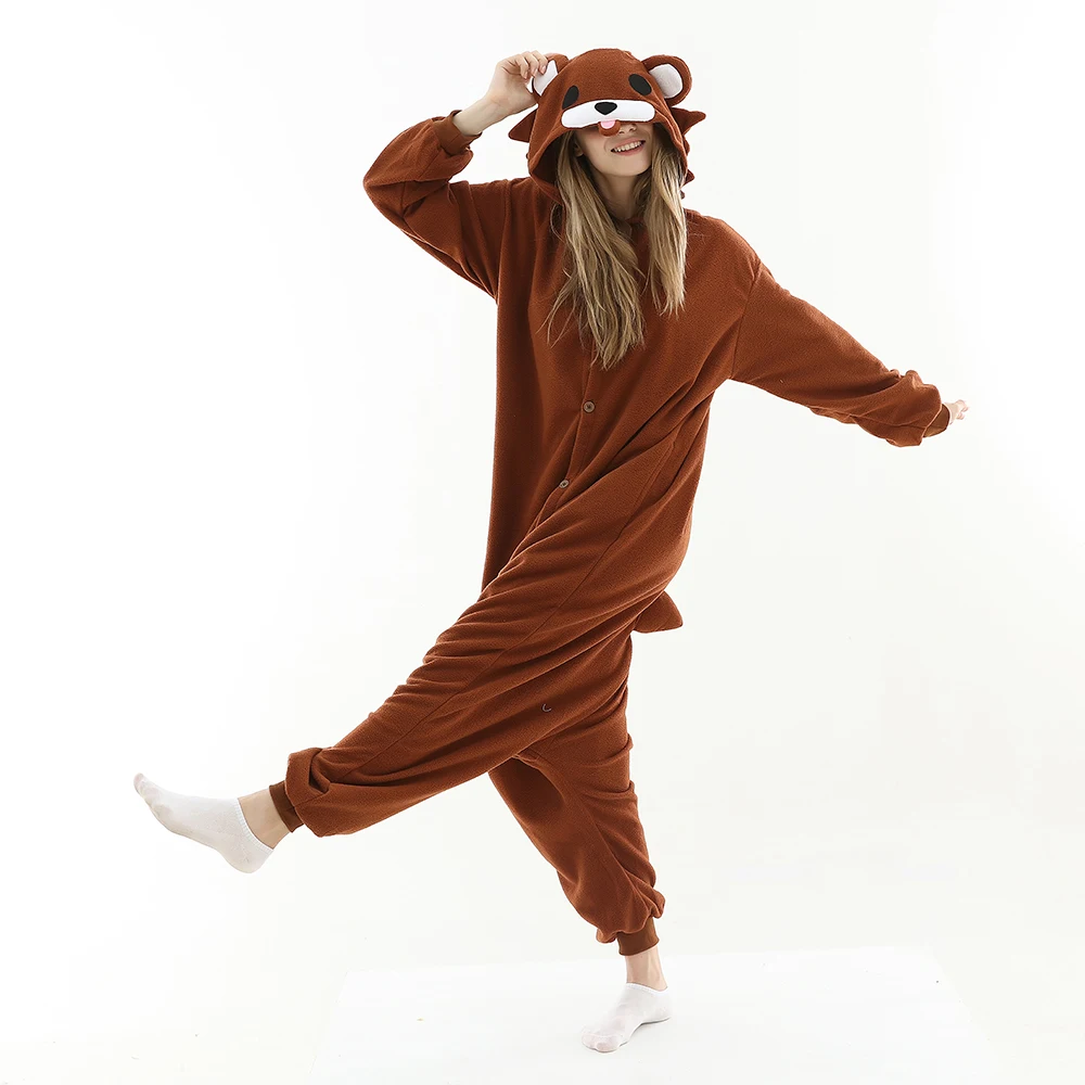 2019 Новый Медведь кигуруми Onesie пижамы унисекс для взрослых, косплей на Хэллоуин костюм пижамы женский Полярный флисовый комбинезон