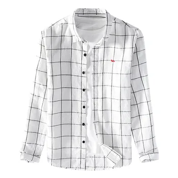 

2019 Summer Plus Size Men's Baggy Solid Cotton Linen Long Sleeve Button Shirts M-3XL Embroidery camisa masculina camisas hombre